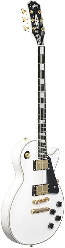 Epiphone Les Paul Custom Electric Guitar, Alpine White, with Gold Hardware, Body Left Front