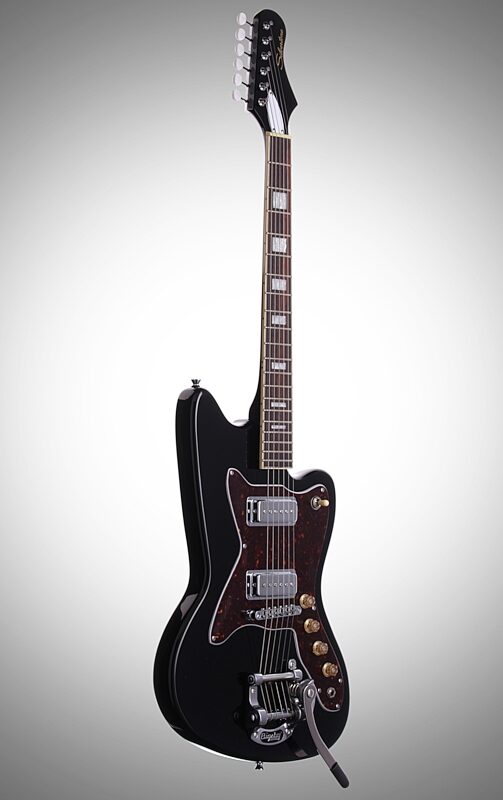 Silvertone Classic 1478 Electric Guitar, Black, Body Left Front