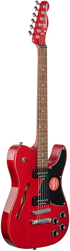 Fender Jim Adkins JA90 Telecaster Thinline Electric Guitar, with Laurel Fingerboard, Crimson Transparent, USED, Blemished, Body Left Front