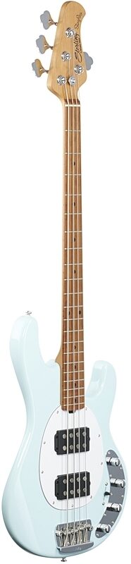 Sterling by Music Man StingRay Ray34HH Electric Bass (with Gig Bag), Daphne Blue, Body Left Front