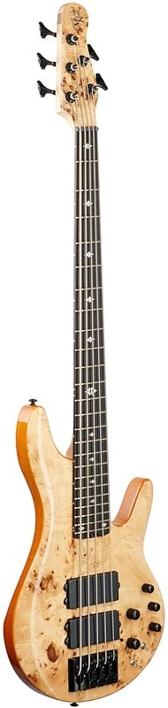 Michael Kelly Pinnacle 5 Custom Electric Bass Guitar, Custom Burl, Body Left Front