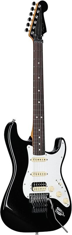 Fender American Ultra Luxe Stratocaster FR HSS Electric Guitar (with Case), Mystic Black, Body Left Front