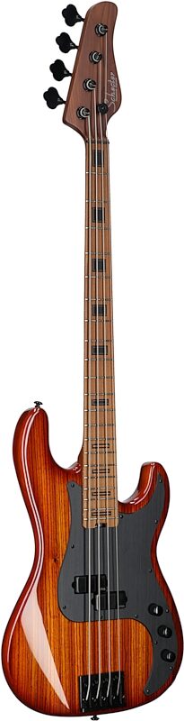 Schecter P-4 Exotic Electric Bass, Faded Vintage Sunburst, Body Left Front