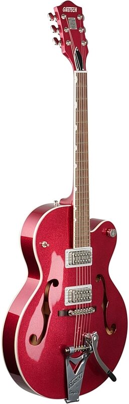 Gretsch G6120T-HR Brian Setzer Signature Hot Rod Hollow Body with Bigsby (with Case), Magenta Sparkle, Body Left Front