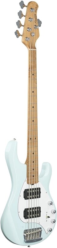Sterling by Music Man StingRay Ray35HH Electric Bass (with Gig Bag), Daphne Blue, Body Left Front