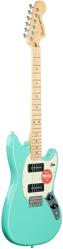 Fender Player Mustang 90 Electric Guitar, with Maple Fingerboard, Seafoam Green, Body Left Front