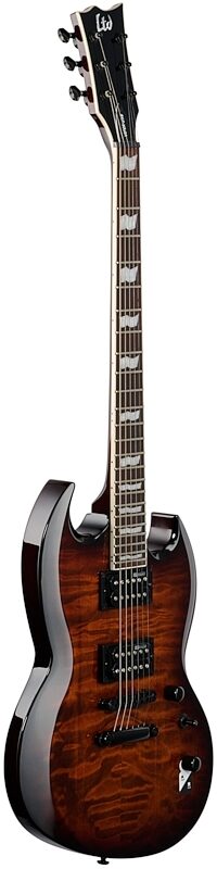 ESP LTD Viper 256QM Electric Guitar, Dark Brown Sunburst, Blemished, Body Left Front