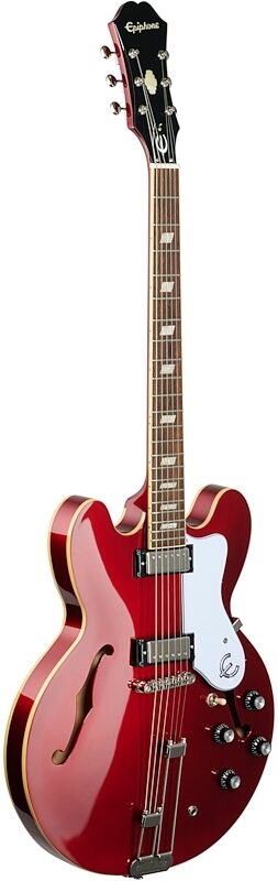 Epiphone Riviera Semi-Hollowbody Archtop Electric Guitar, Sparkling Burgundy, Body Left Front