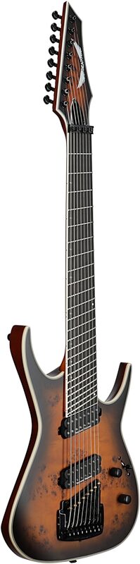 Dean Exile Select 8 Multi-Scale Kahler Electric Guitar, 8-String (with Case), Natural Black Burst, Body Left Front