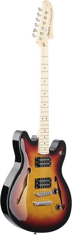 Squier Affinity Starcaster Electric Guitar, Maple Fingerboard, 3-Color Sunburst, Body Left Front
