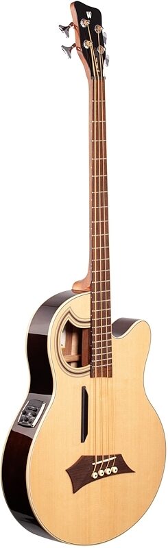 Warwick RockBass Alien Deluxe Thinline Acoustic-Electric Bass (with Gig Bag), Natural, Body Left Front