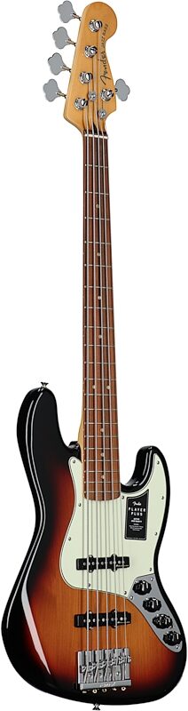 Fender Player Plus V Jazz Electric Bass, Pau Ferro Fingerboard (with Gig Bag), 3-Color Sunburst, Body Left Front