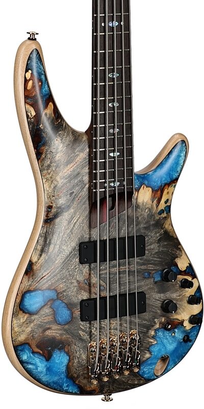 Ibanez SR2021 Prestige Limited Electric Bass, 5-String (with Case), Natural Low Gloss, Serial Number E211701, Full Left Front