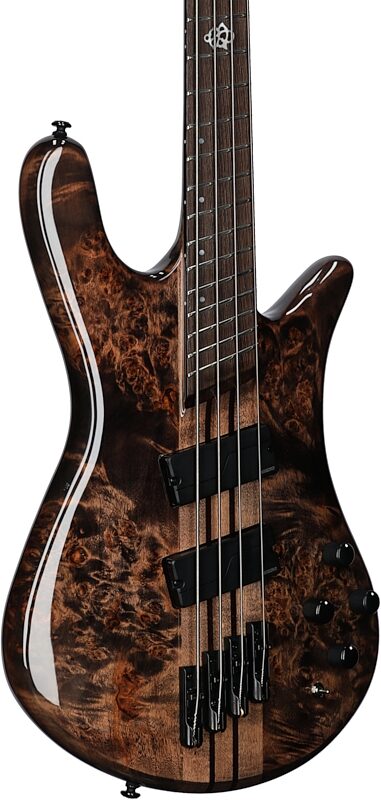 Spector NS Dimension Multi-Scale 4-String Bass Guitar (with Bag), Super Faded Black, Serial Number 21W211148, Full Left Front