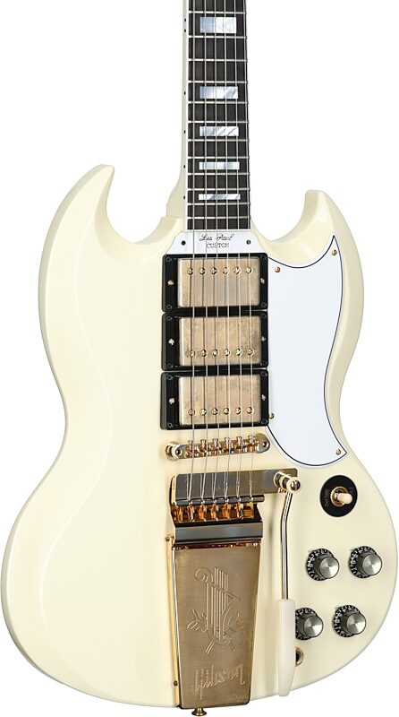 Gibson Custom 1963 Les Paul SG Custom Maestro Electric Guitar (with Case), Classic White, 18-Pay-Eligible, Serial Number 203433, Full Left Front