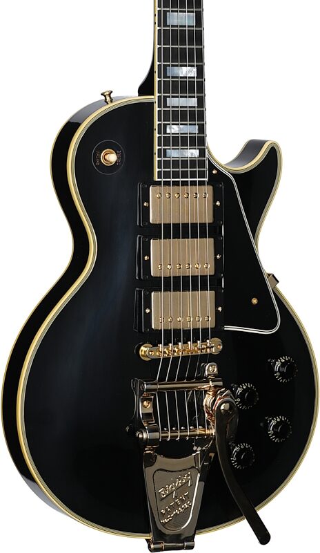 Gibson Custom '57 Les Paul Custom Black Beauty Electric Guitar (with Case), Ebony, with Bigsby, Serial Number 721418, Full Left Front