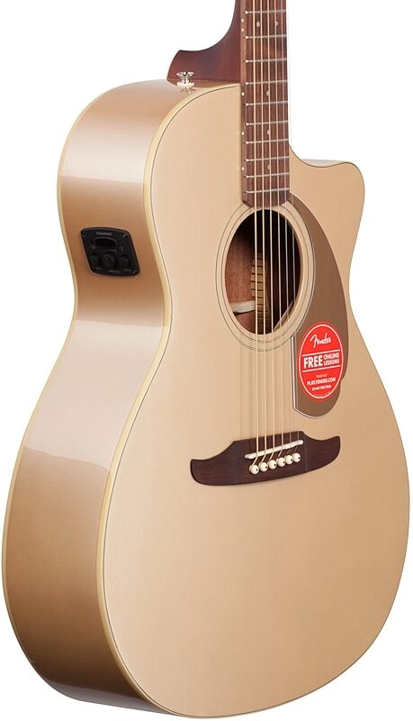 Fender Newporter Player Acoustic-Electric Guitar, Champagne, Full Left Front
