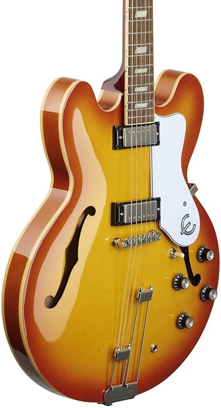 Epiphone Riviera Semi-Hollowbody Archtop Electric Guitar, Royal Tan, Full Left Front