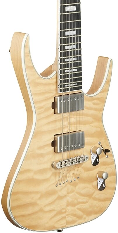 Dean Exile Select 7 Quilt Top Electric Guitar, 7-String, Satin Natural, Full Left Front