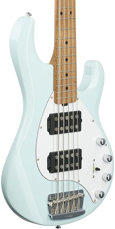 Sterling by Music Man StingRay Ray35HH Electric Bass (with Gig Bag), Daphne Blue, Full Left Front