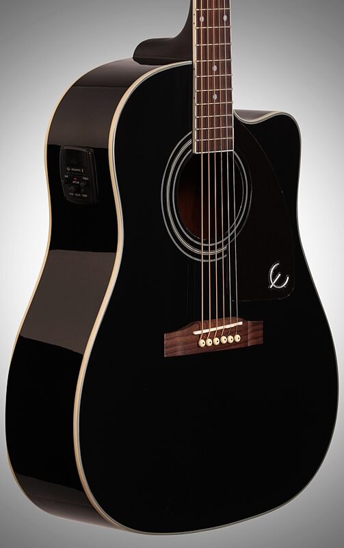 Epiphone AJ-220SCE Acoustic-Electric Guitar, Ebony, Full Left Front