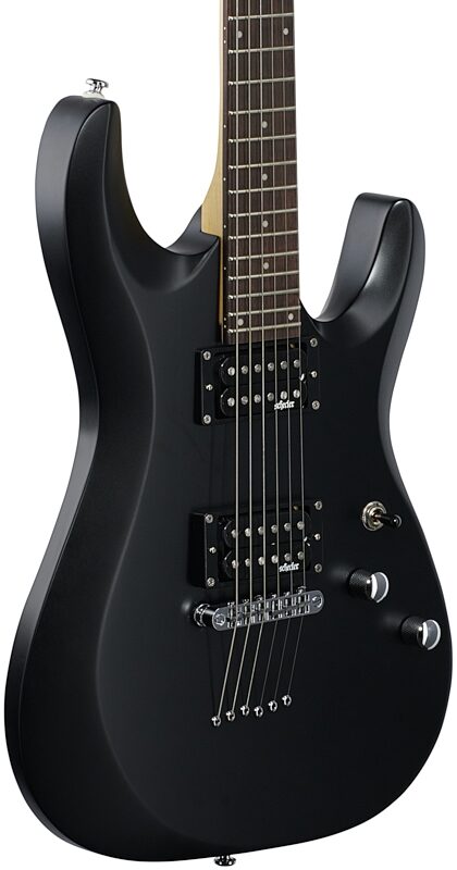 Schecter C-6 Deluxe Electric Guitar, Satin Black, Full Left Front