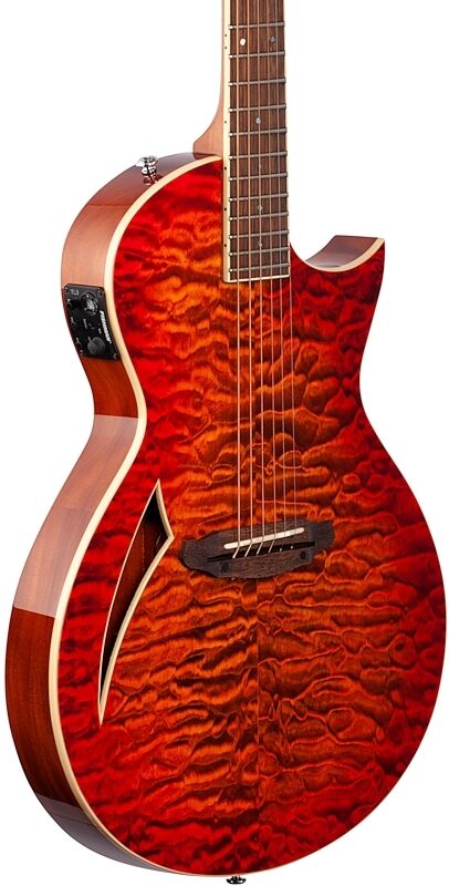 ESP LTD TL-6QM Acoustic-Electric Thinline Electric Guitar, Tiger Eye, Full Left Front