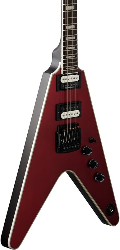 Dean V Select 24 Kahler Electric Guitar, Metallic Red Satin, Full Left Front