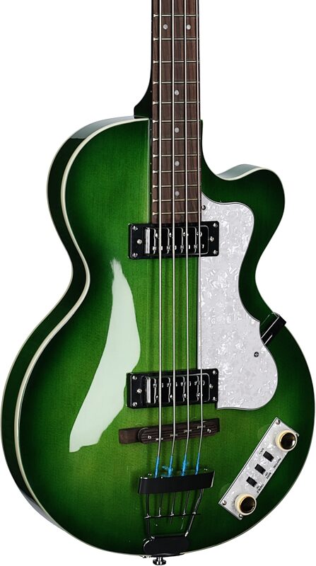 Hofner Ignition Club Electric Bass, Green Burst, Full Left Front