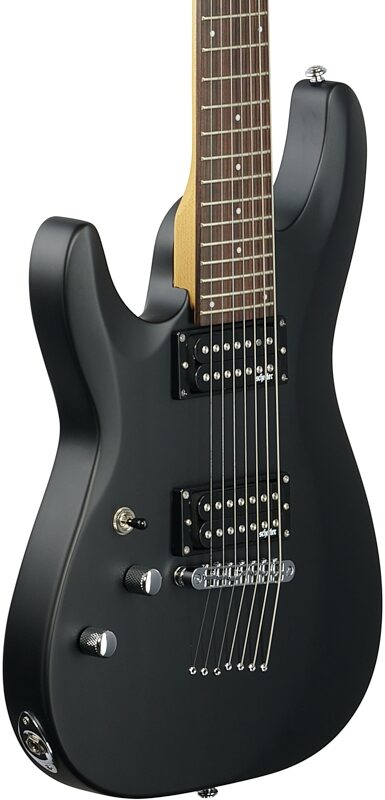 Schecter C-7 Deluxe Left-Handed Electric Guitar, Satin Black, Full Left Front