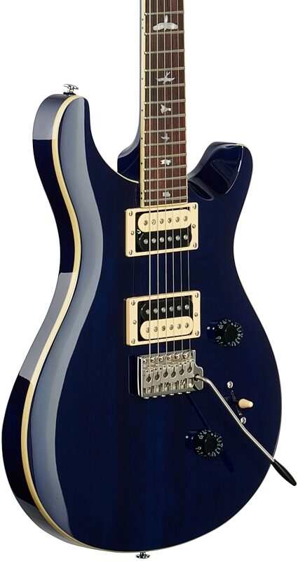 PRS Paul Reed Smith SE Standard 24 Electric Guitar (with Gig Bag), Translucent Blue, Full Left Front