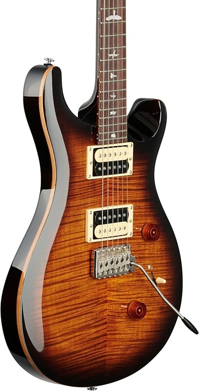 PRS Paul Reed Smith SE Custom 24 Electric Guitar (with Gig Bag), Black Gold Burst, Full Left Front