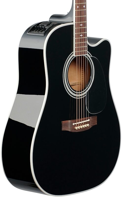 Takamine EF341SC Acoustic-Electric Guitar (with Case), Black, Full Left Front