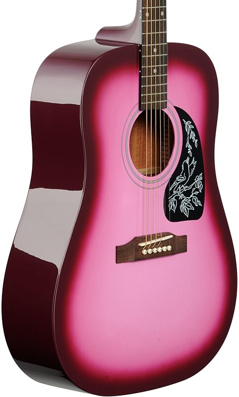 Epiphone Starling Dreadnought Acoustic Guitar, Hot Pink Pearl, Full Left Front