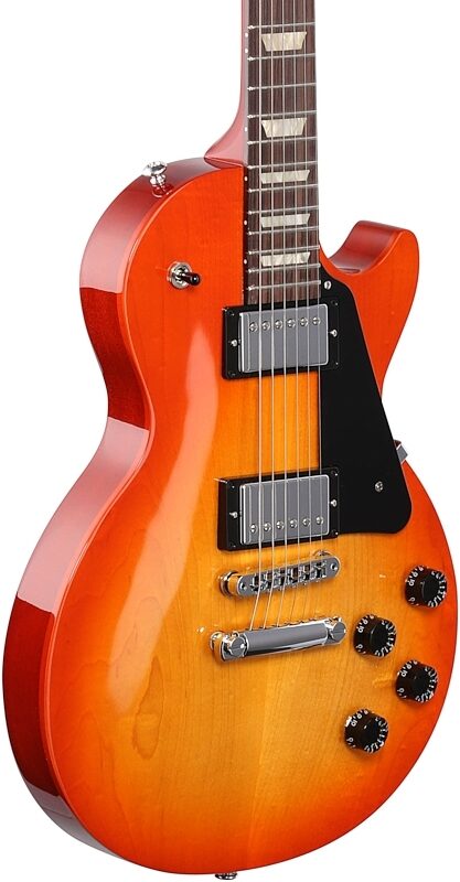 Gibson Les Paul Studio Electric Guitar (with Soft Case), Tangerine Burst, Full Left Front
