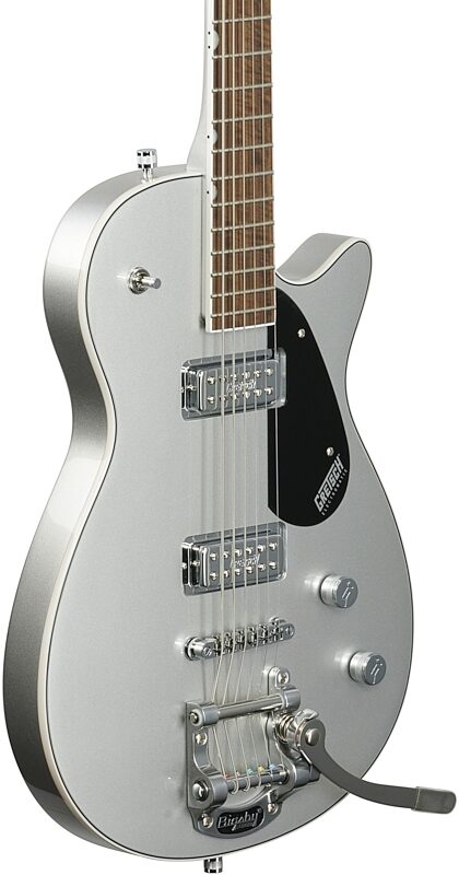 Gretsch G5260T Electromatic Jet Baritone Bigsby Electric Guitar, Silver, Full Left Front