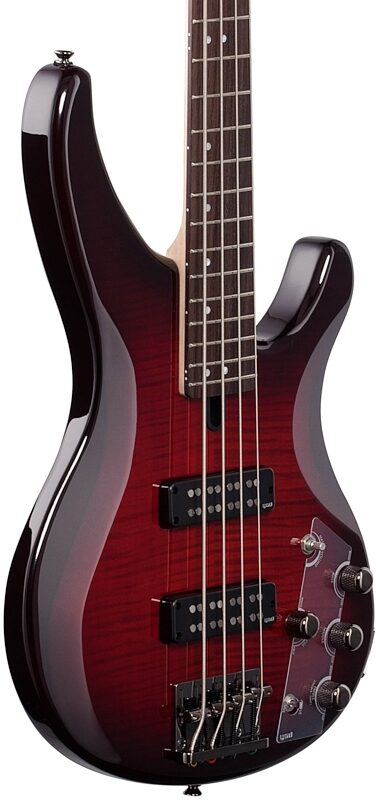 Yamaha TRBX604FM Electric Bass, Dark Red Burst, Full Left Front