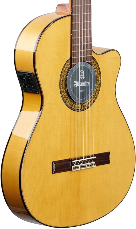 Alhambra 3F-CTE1 Acoustic Electric Thin Body Studio Flamenco Classical Guitar, With Bag, Full Left Front