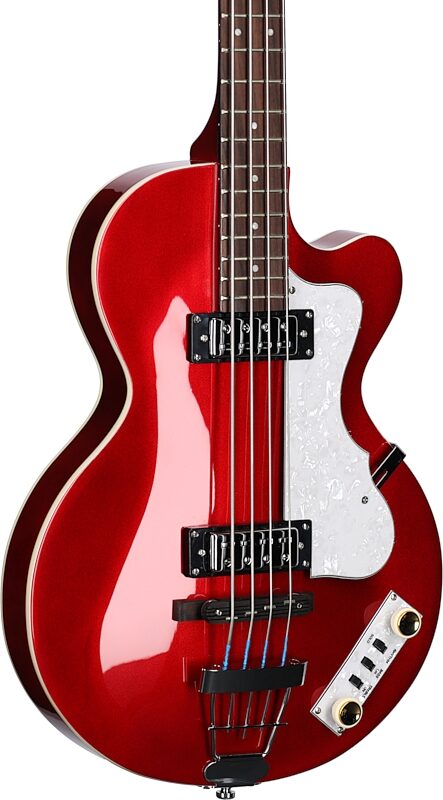 Hofner Ignition Club Electric Bass, Metallic Red, Blemished, Full Left Front