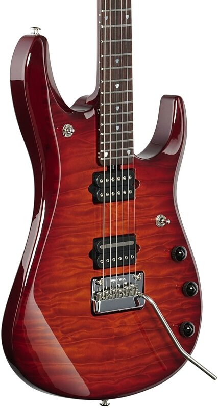Ernie Ball Music Man Petrucci JP Electric Guitar (with Case), Dragon Blood Quilt, Full Left Front