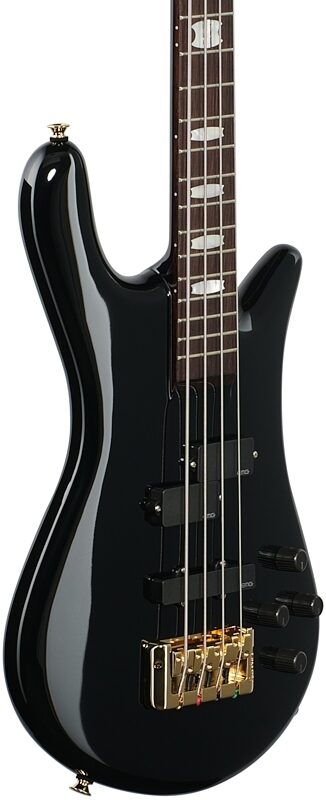 Spector Euro4 Classic Bass Guitar (with Bag), Solid Black Gloss, Full Left Front