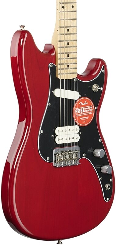 Fender Player Duo-Sonic HS Electric Guitar, Maple Fingerboard, Crimson Red Transparent, Full Left Front
