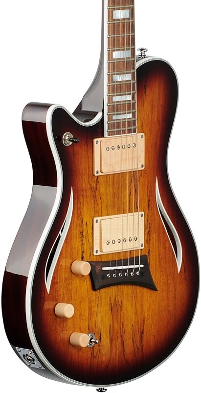 Michael Kelly Hybrid Special Electric Guitar, Left Handed, Pau Ferro Fingerboard, Spalted Maple Burst, Full Left Front