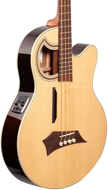Warwick RockBass Alien Deluxe Thinline Acoustic-Electric Bass (with Gig Bag), Natural, Full Left Front
