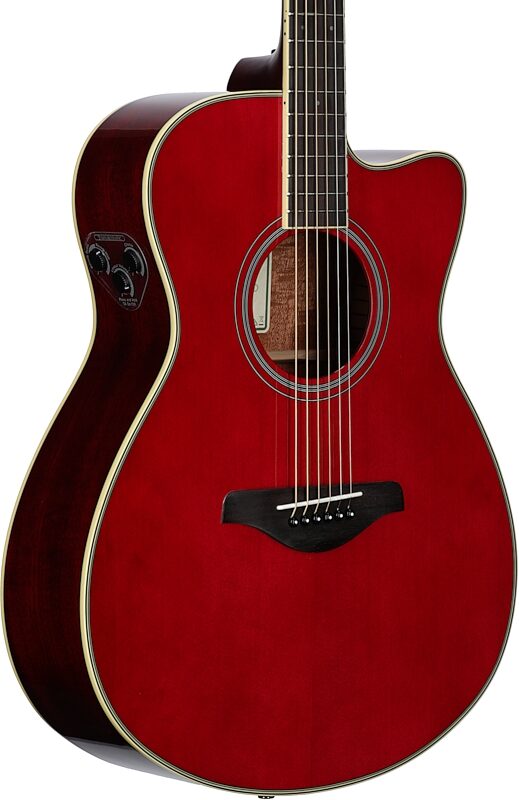 Yamaha FSC-TA Cutaway TransAcoustic Guitar, Ruby Red, Full Left Front