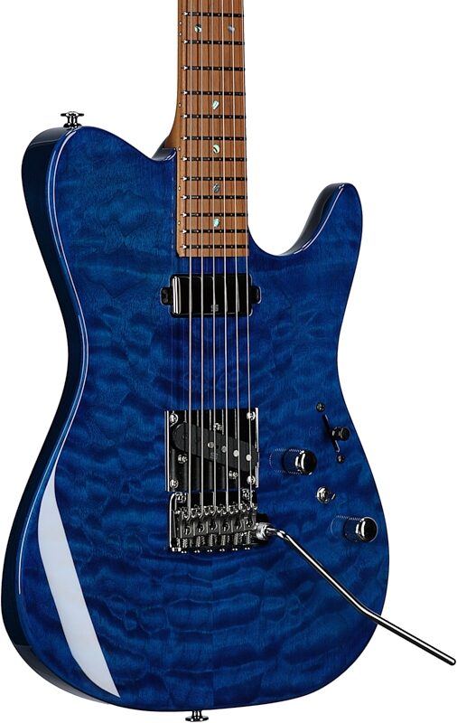 Ibanez Prestige AZS2200Q Electric Guitar (with Case), Royal Blue Sapphire, Full Left Front