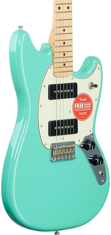 Fender Player Mustang 90 Electric Guitar, with Maple Fingerboard, Seafoam Green, Full Left Front