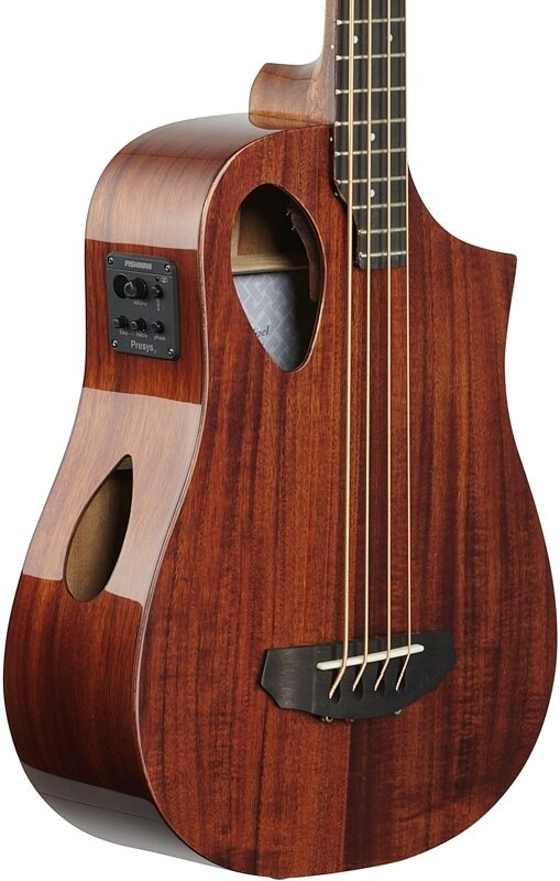 Michael Kelly Sojourn Port Travel Acoustic-Electric Bass Guitar Ovangkol Fingerboard, Koa, Full Left Front