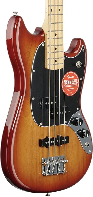 Fender Player Mustang Bass PJ Electric Bass, with Maple Fingerboard, Sienna Sunburst, Full Left Front