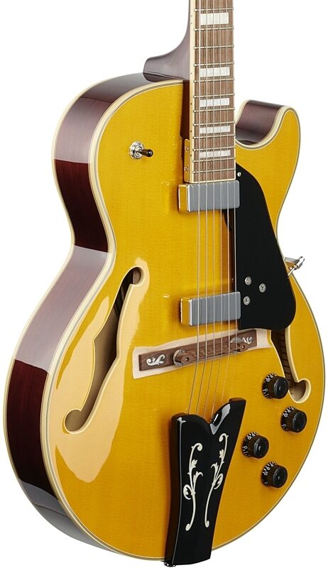 Ibanez GB10EM George Benson Electric Guitar, Antique Amber, Full Left Front